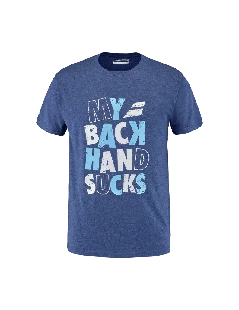 BABOLAT EXERCISE MESSAGE BACKHAND TEE BLUE