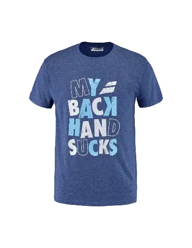 BABOLAT EXERCISE MESSAGE BACKHAND TEE BLUE